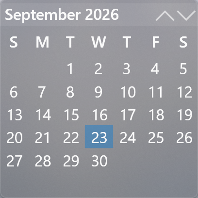 The Calendar tile showing a month with today highlighted.
