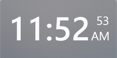 The Clock tile showing the time with seconds.