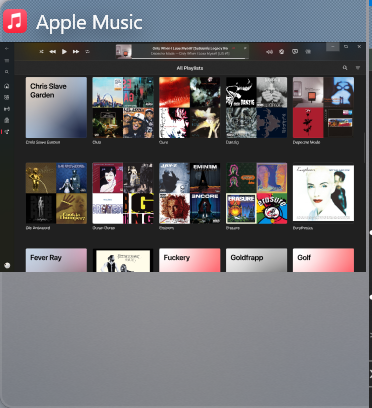 The Picture in Picture tile showing a live thumbnail of a music player window.